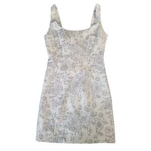 House of Harlow 1960 White Green Floral Bodycon Mini Dress Size 2 EUC